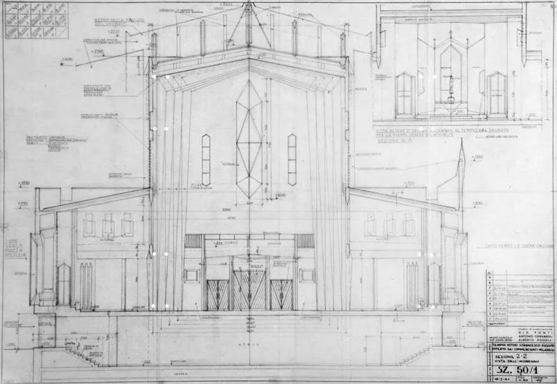 ponti 为 san francesco d"assisi al fopponino 教堂绘制的图纸